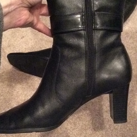 Nine West, black leather boots, tall, buckle, new - Picture 7 of 8